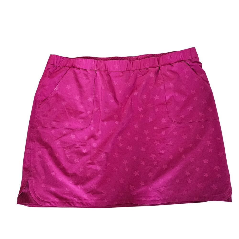 Chicos Zenergy Womens Pink Star Print Active Skort Size 3.5 US 18 Golf Tennis